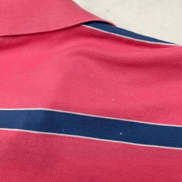 Peter Millar Sea Island Striped Coral Pink Vintage Golf Polo Men's Size L - Picture 5 of 10